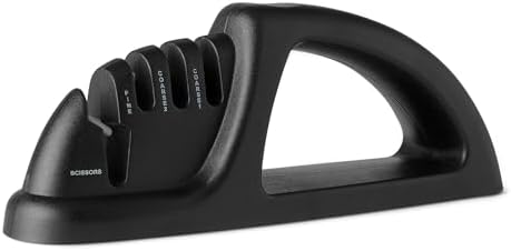 Amazon Basics 4-in-1 Kitchen Knife Sharpener with Nonslip Base, Includes Safety Glove
