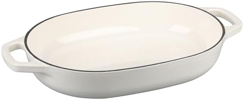 EDGING CASTING Enameled Cast Iron Oval Dutch Oven Pot with Lid, Dutch Oven for Sourdough Bread Baking, Bread Oven, Bread Dutch Oven, Oval Bread Pan, 7qt, White