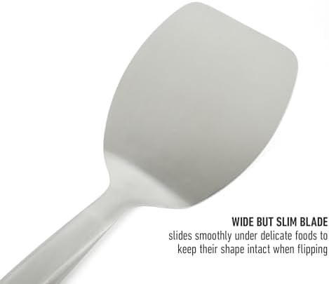 Calphalon Prime Solid Turner, 13-Inch Stainless Steel Solid Spatula, Heat Resistant for Searing and Flipping, Weighted Handle for Balanced Control