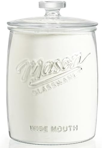 1 Gallon Glass Cookie Jar, Airtight Lid & Wide Mouth Mason Jar