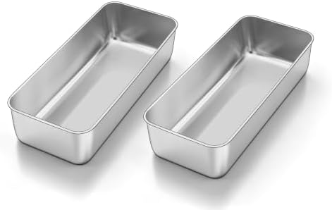 Homikit 12x5 Inches Stainless Steel Loaf Pans, 2 Pack Large Bread Pan Set