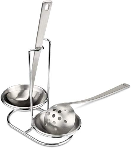 Steel Double Vertical Spoon Rest Ladles holder with 4 inch bowls