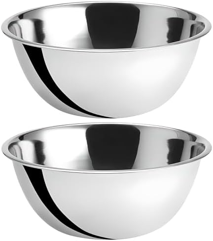 OCS Parts 2-Pack 8 Quart Mixing Bowls |13.25-Inch Stainless Steel Bowls