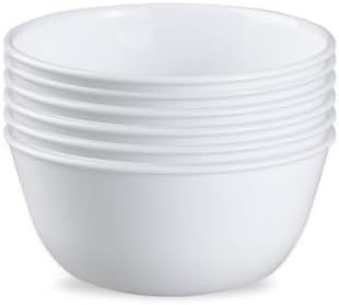 Corelle Vitrelle 28-oz Soup/Cereal Bowls Set of 6 Chip & Crack Resistant Dinnerware Bowls for Soup, Ramen, Cereal and More, Triple Layer Glass, Winter Frost White