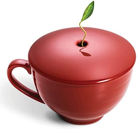 Tea Forte Café Cup with Lid, Ruby Red, 8 oz