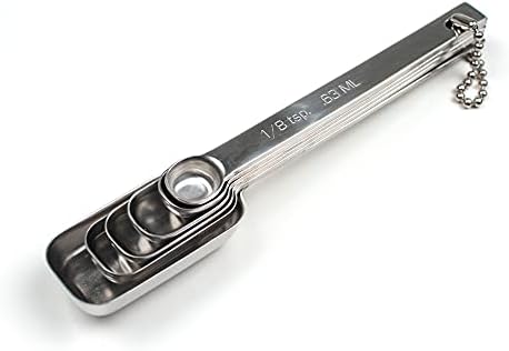 RSVP International Endurance Stainless Steel Spice Measuring Spoons, Set of 6 | 1/8 tsp to 1 Tbsp Measurements | Nest for Easy Storage | Dishwasher Safe | Dry or Liquid | Baking or Cooking