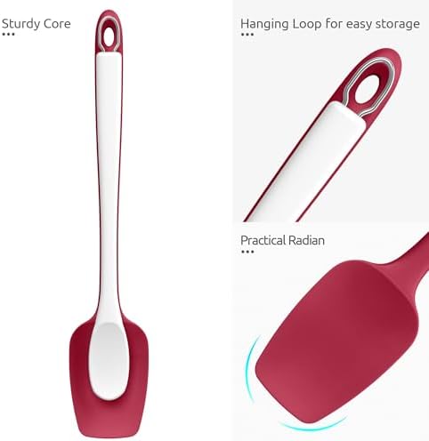 U-Taste 14" Long Silicone Spoonula, 600°F High Temp Spoon Spatula, Red