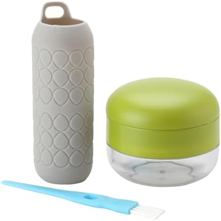3-Piece Mini Garlic Chopper and Press with Container Gray and Green