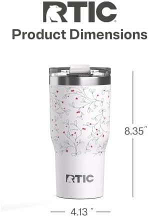 RTIC 30oz Essential Tumbler with Lid, Ceramic Lined, Mistletoe