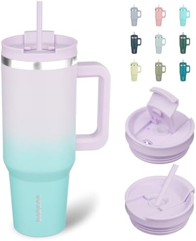 BJPKPK 40 oz Insulated Tumbler with Handle & Straw, Stainless Steel
