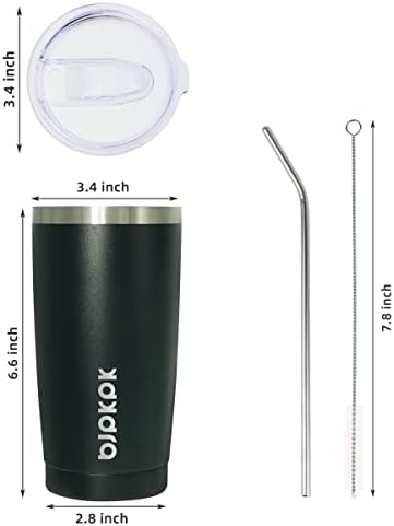 BJPKPK 20 oz Coffee Tumbler with Lid & Straw, Insulated Stainless Steel Mug