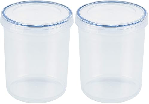 LocknLock Easy Essentials Twist Food Storage lids/Airtight containers, BPA Free, Tall-30.4oz Clear (Pack of 2)