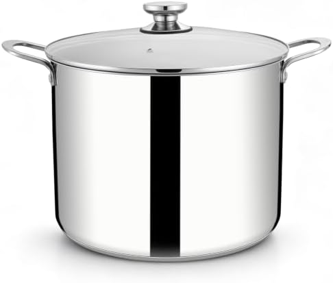 E-far 20QT Stainless Steel Stock Pot with Lid, Large Induction Cooking Pot