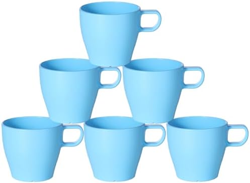 10 oz Coffee Cups Eco-Friendly, Shatter-Resistant Mug with Hanging Ears | Thickened Porcelain-Like Material | Suitable for Both Commercial and Home use(6-pack)(Blue)