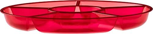 Plasticpro 6 Sectional Round Plastic Serving Tray/Platter (2, Red)