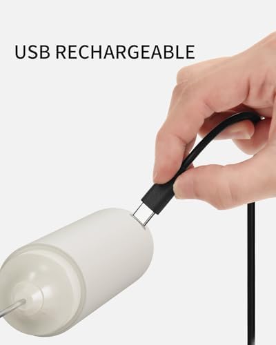 CIRCLE JOY Portable Rechargeable Milk Frother Handheld, Dual Spring Whisk Electric Coffee Frother Wand Drink Mixer for Matcha Lattes Cappuccino, Kitchen Gifts, Beige