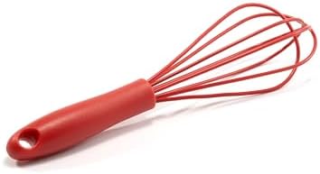 Mini Whisks 6 inch silica gel Whisk, Hand Egg Mixer for Flour Cake Egg, Kitchen Cooking Baking Use Whisk (red)