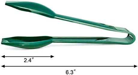 New Star Foodservice 35599 Utility Tong, High Heat Plastic, Straight Edge, 6 Inch, Set of 12, Green