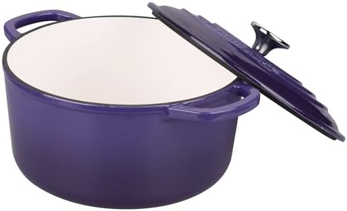 VORRINGARD Enameled Cast Iron Dutch Oven Pot with Lid, for Sourdough Bread Baking, Round Dutch Ovens, 4.5 Quart, Purple