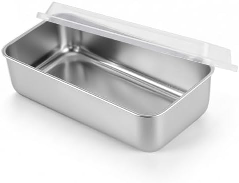 LIANYU 9 x 5 Inch Loaf Pan with Lid, Stainless Steel Bread Pan, Set of 1