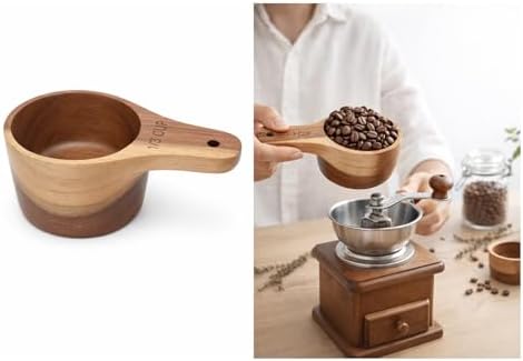 Wooden Measuring Cups and Spoons Set - Eco-Friendly Solid Acacia Wood, Laser Engraved Measurements, Perfect for Baking & Cooking - Ideal for Bakers (4-Pc Small Acacia Measuring Cups)