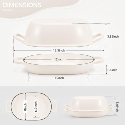 Enameled Cast Iron Oval Bread Oven White
