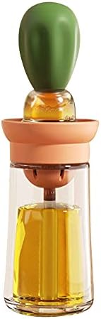 Oil Dispenser with Brush - Glass Olive Oil Dispenser for Kitchen, 2 IN 1 Oil Dispenser Bottle with Silicone Basting Brush for Cooking Vinegar Sauce BBQ Grill Frying, T-OB21, Green