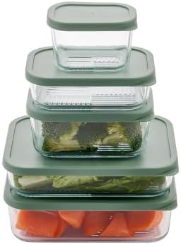 Glass Food Storage Containers with Lids - 18 Piece - 10.5 oz, 17.6 oz & 25.4 oz Sets Glass with BPA-Free Leak Resistant Stackable Lids - Microwave, Oven & Dishwasher Safe - Ideal for Meal - Soft Sage