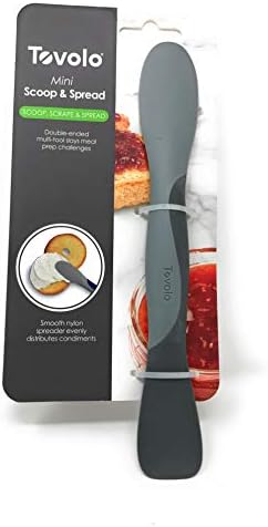 Tovolo Mini Scoop and Spread Tool for Kitchen Meal Prep Small Sandwich Spreader Spatula for Peanut Butter Jelly, Silicone BPA Free Dishwasher Safe Scooper Spreader, Charcoal and Oyster Gray