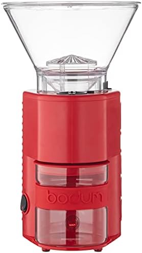 Bodum Bistro Electric Conical Burr Coffee Grinder, Preset Timer, 12 Grind Settings, Red (Pack of 2)