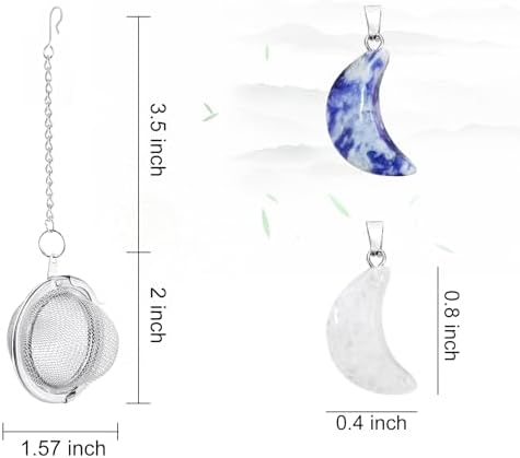 2Pcs Tea Infuser, 2.1 inch Tea Ball with Crystal Moon Pendant,Tea Strainer