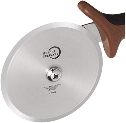 Mercer Culinary Millennia Pizza Cutter with Brown Handle, 4 Inch Wheel, Stainless Steel