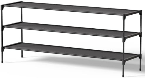 Kitsure Shoe Rack - Non-Woven Shoe Rack Shelf, 43.3" Wide - 3 Tier, Black