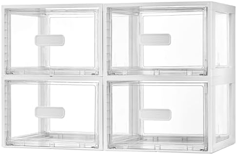 Vtopmart 4 Pack White Stackable Storage Drawers 15QT
