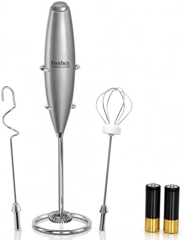 Milk Frother Handheld Electric Whisk with Stand & Batteries Coffee Latte