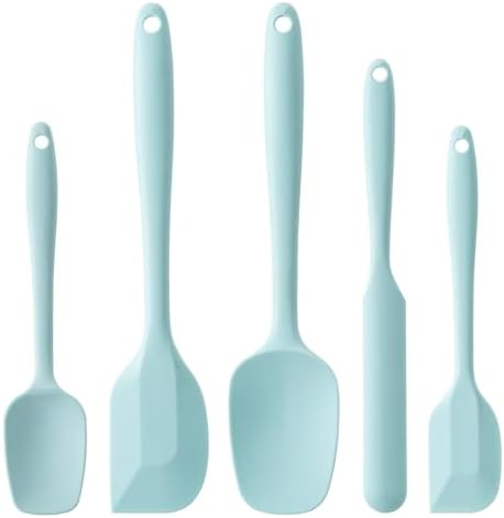 Silicone Spatula Set,5 Piece Food Grade Rubber Spatulas,Macaron Blue