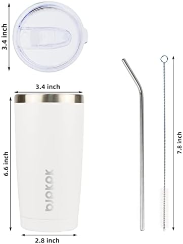 BJPKPK 20oz Coffee Tumbler with Lid & Straw, Insulated Stainless Steel Mug