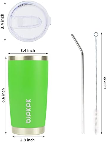 BJPKPK 20 oz Coffee Tumbler with Lid, Straw, Insulated Stainless Steel Mug