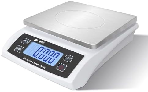Digital Kitchen Scale 30kg/66lb Large Food Scale for Baking Cooking Stainless Bread Scale with LCD Display Counting Scales for Commercial(Color : Stainless White)