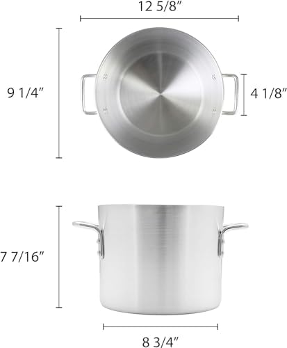 TrueCraftware- 8 qt. Heavy-Duty Aluminum Stock Pot with Riveted Handle 6mm Thickness-Multipurpose Pot Cookware Large Stockpot For Cooking Simmering Soup Stock Home Kitchen