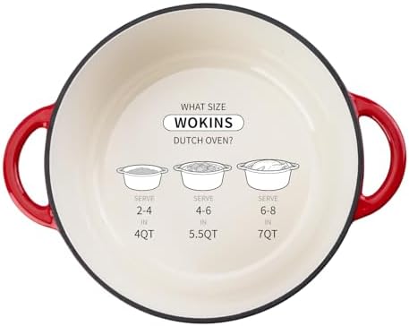 7-QT Enameled Cast Iron Round Dutch Oven With Lid,Oven safe,Red