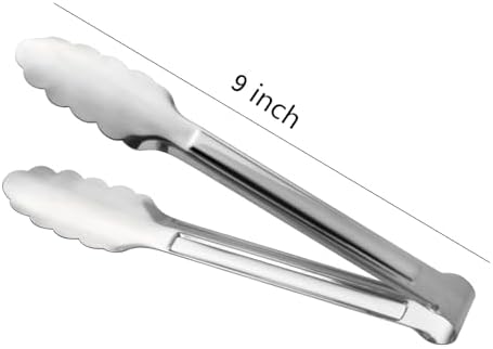 Serving Tongs, Stainless Steel Kitchen Cooking Food Buffet Salad Appetizer Tong 6 Pack 9 Inch