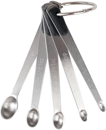 1Pack Small Measuring Spoon Set with Black Silicone Grip