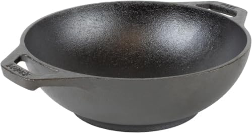 Lodge Cast Iron Mini Wok - Naturally Seasoned Stir Fry Pan with Dual Loop Handles - Compact Cast Iron Cookware for Searing, Serving & Everyday Cooking - 6.25 Inches (Pack of 6)