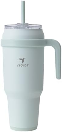 Reduce 50 oz Stainless Steel Tumbler with Handle - Dual-Wall Vacuum Insulated Travel Mug, Sweat-Proof Lid & Reusable Straw - Keeps Drinks Cold for 24 Hrs, Fits Cupholders, Dishwasher Safe - Crisp Mint
