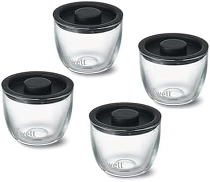 S'well 12oz Glass Prep Bowl Set of 4 for Easy Meal Prep, Black, Durable Tempered Glass, Nesting Design Compatible with 21.5oz S'well Eats Containers