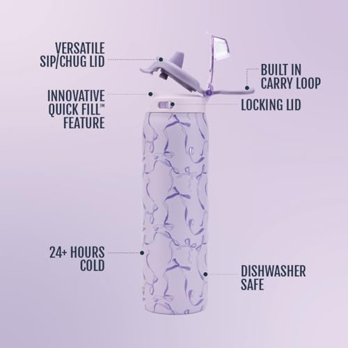 Ello Pop & Fill Insulated Stainless Steel Water Bottle with Quick Fill Lid, Leakproof Locking, Sip or Chug Spout, BPA-Free, Double Wall Vacuum Insulated for Sports, Travel & School- 22oz / 32oz / 40oz