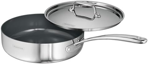 Tramontina Utsava Tri-Ply Clad Stainless Steel 2.9-Quart Saute Pan with Lid