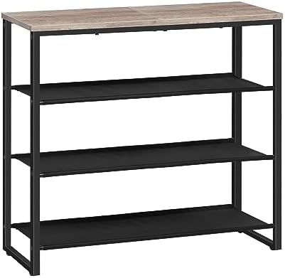 HOOBRO Shoe Rack, 4 Tier Shoe Storage Organizer with 3 Oxford Fabric Shelves and Top Panel, Holds 12-16 Pairs of Shoes for Entryway and Closet, Industrial, Greige BG47XJ01G1