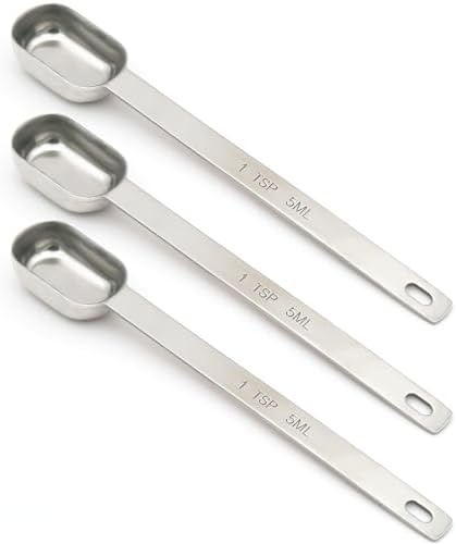 3PCS 1TSP(5ML) Measuring Spoon, Stainless Steel Long Handle Teaspoons